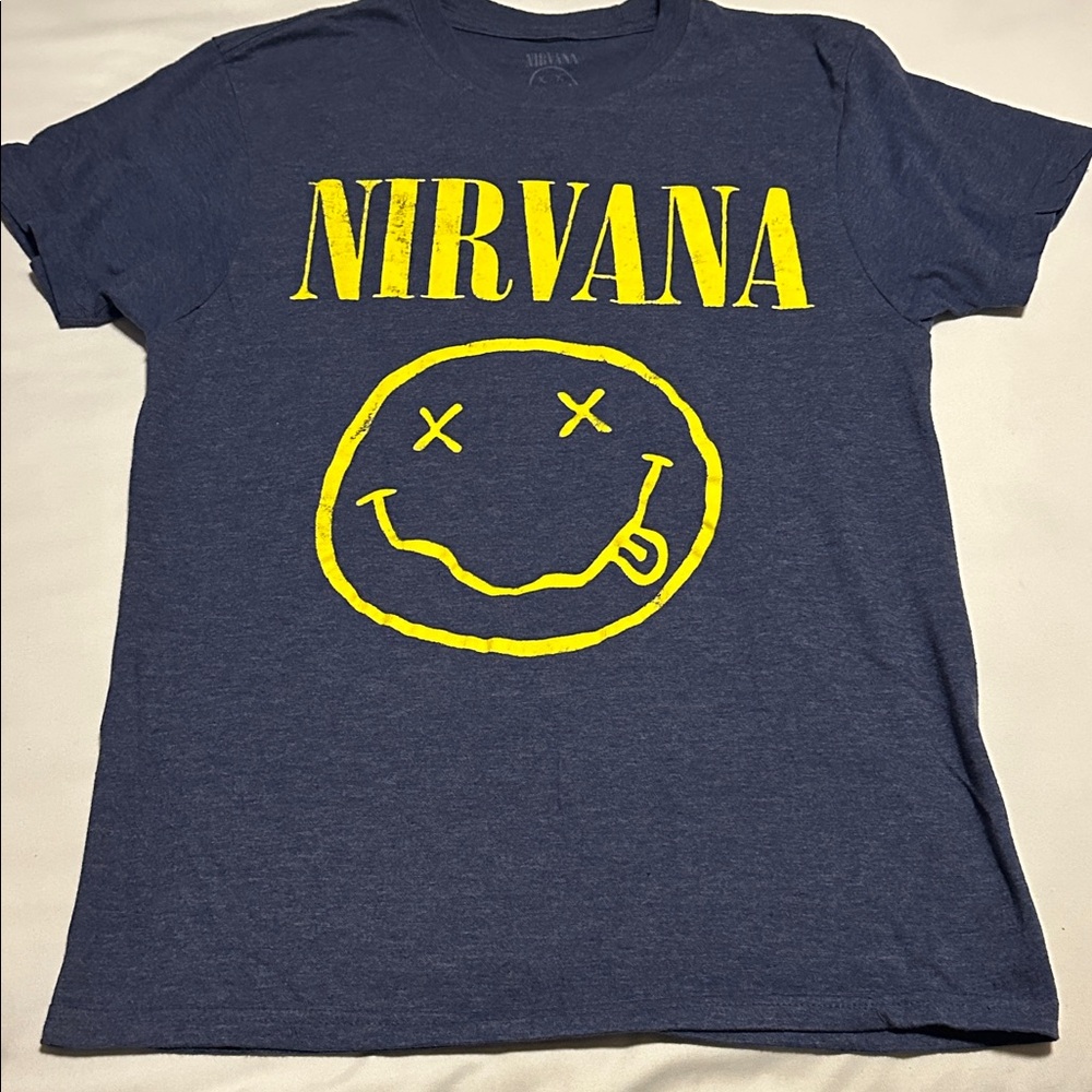 NIRVANA Heather Gray Smiley Tee